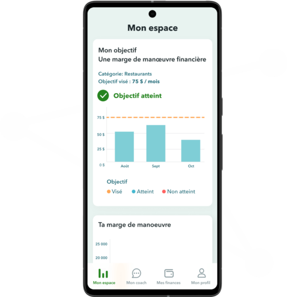 Exemple de suivis d'objectif : économie sur les restaurant réalisées.